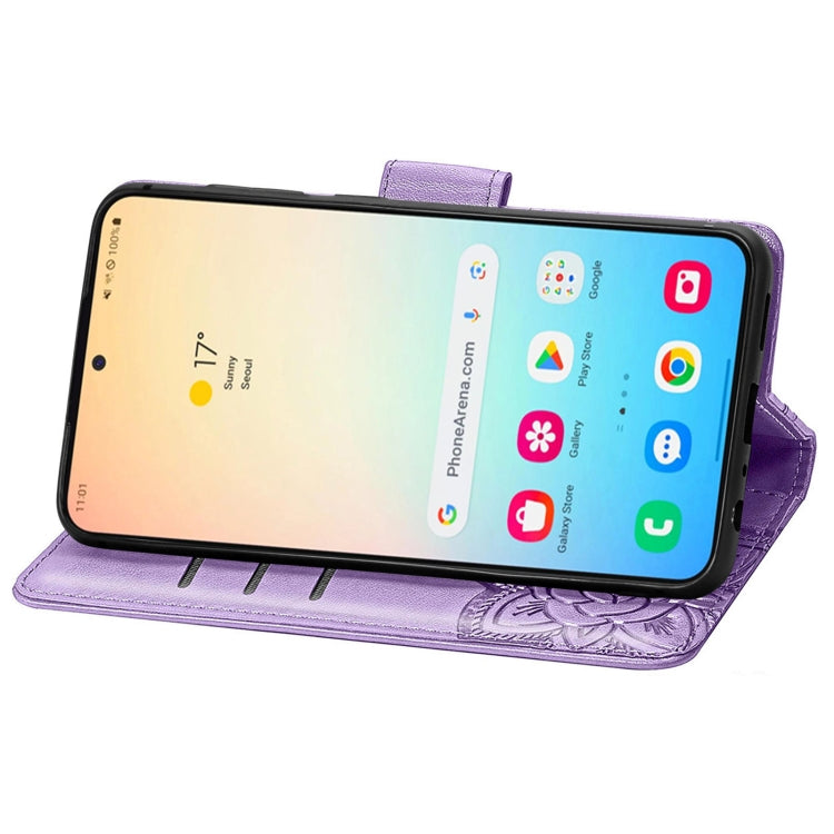 For Samsung Galaxy S25+ 5G Butterfly Love Flower Embossed Leather Phone Case(Light Purple) - Galaxy S25+ 5G Cases by PMC Jewellery | Online Shopping South Africa | PMC Jewellery | Buy Now Pay Later Mobicred