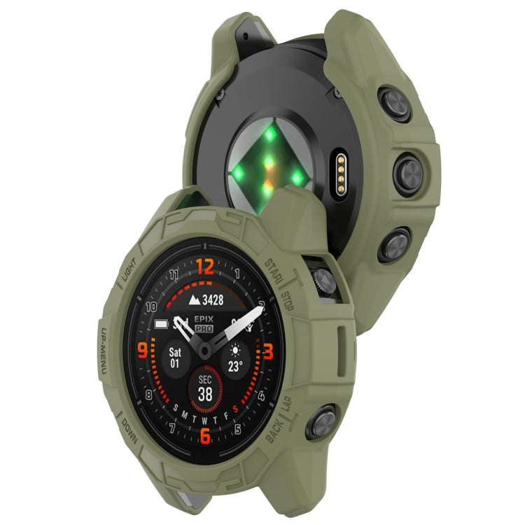 For Garmin Epix Pro 47mm / Fenix 7 / 7 Pro Armored TPU Half Wrapped Watch Protective Case(Green) - Watch Cases by PMC Jewellery | Online Shopping South Africa | PMC Jewellery