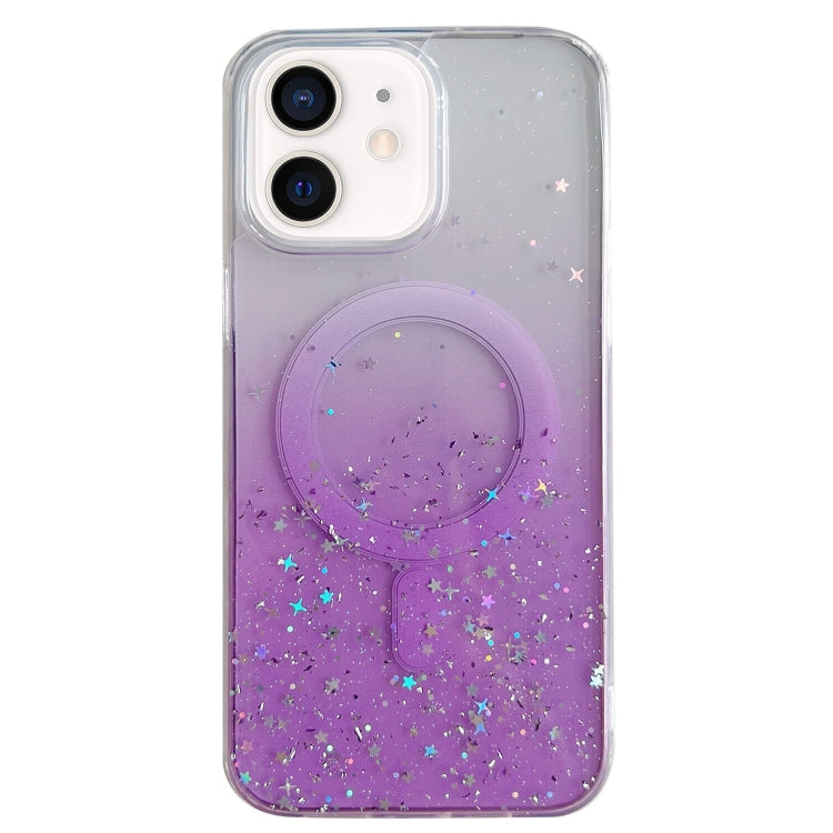 For iPhone 12 MagSafe Glitter Hybrid Clear TPU Phone Case(Purple) - iPhone 12 / 12 Pro Cases by PMC Jewellery | Online Shopping South Africa | PMC Jewellery