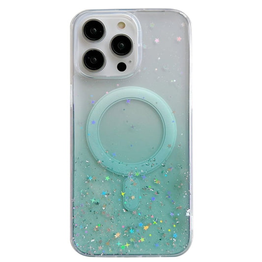 For iPhone 15 Plus MagSafe Glitter Hybrid Clear TPU Phone Case(Green) - iPhone 15 Plus Cases by PMC Jewellery | Online Shopping South Africa | PMC Jewellery