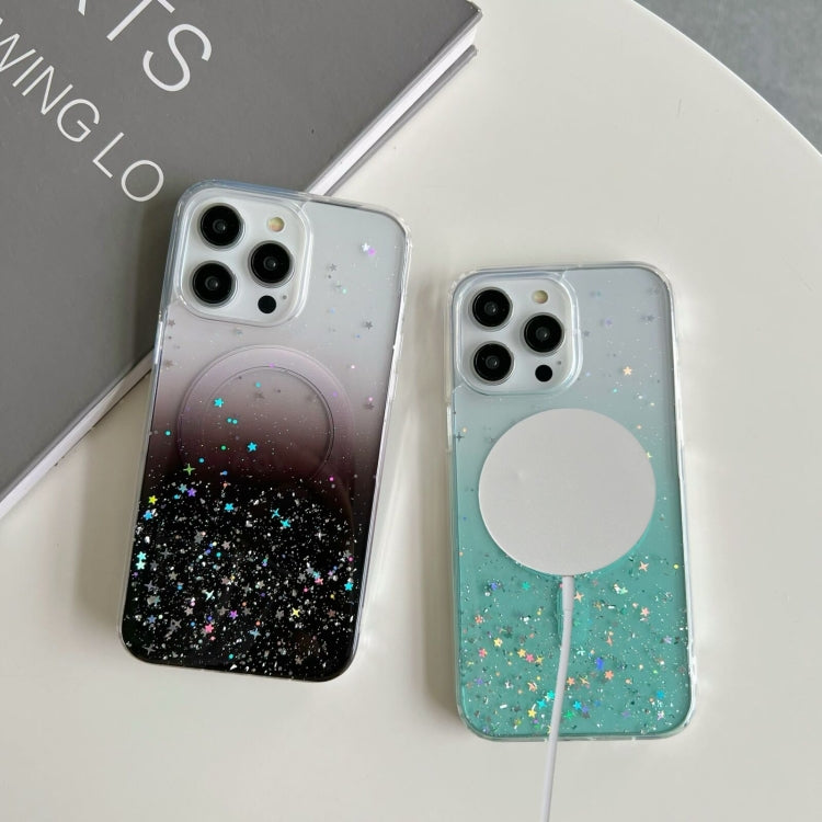 For iPhone 11 Pro Max MagSafe Glitter Hybrid Clear TPU Phone Case(Green) - iPhone 11 Cases by PMC Jewellery | Online Shopping South Africa | PMC Jewellery