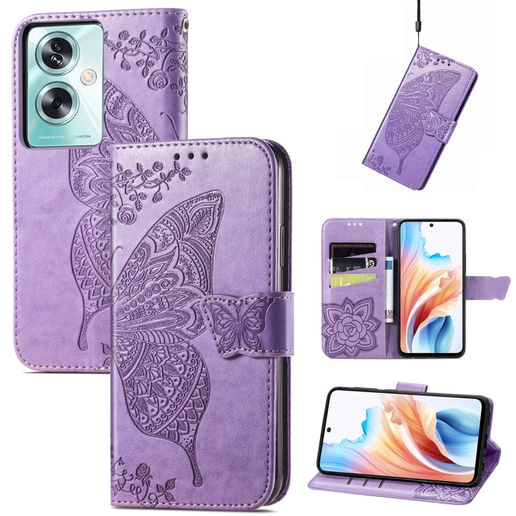 For OPPO A79 5G / A2 5G Butterfly Love Flower Embossed Leather Phone Case(Light Purple) - OPPO Cases by PMC Jewellery | Online Shopping South Africa | PMC Jewellery