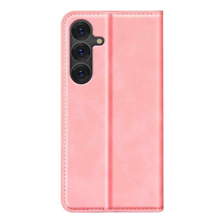 For Samsung Galaxy S25 5G Retro-skin Magnetic Suction Leather Phone Case(Pink) - Galaxy S25 5G Cases by PMC Jewellery | Online Shopping South Africa | PMC Jewellery | Buy Now Pay Later Mobicred