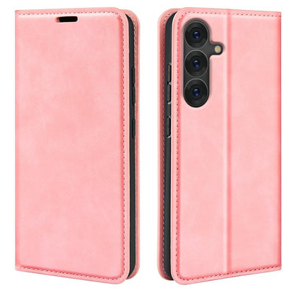 For Samsung Galaxy S25+ 5G Retro-skin Magnetic Suction Leather Phone Case(Pink) - Galaxy S25+ 5G Cases by PMC Jewellery | Online Shopping South Africa | PMC Jewellery | Buy Now Pay Later Mobicred