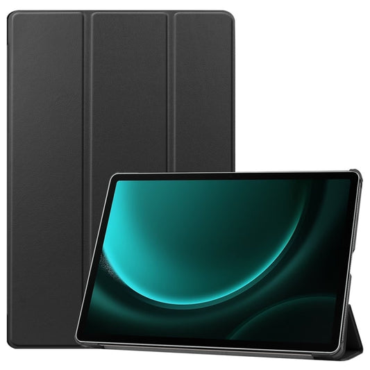 For Samsung Galaxy Tab S9 FE+ 12.4 JUNSUNMAY Custer Solid Color 3-Fold Stand Leather Smart Tablet Case(Black) - Galaxy Tab S9 FE+ by JUNSUNMAY | Online Shopping South Africa | PMC Jewellery