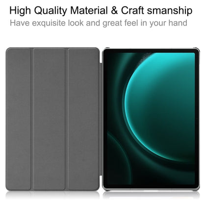 For Samsung Galaxy Tab S9 FE+ 12.4 JUNSUNMAY Custer Solid Color 3-Fold Stand Leather Smart Tablet Case(Dark Green) - Galaxy Tab S9 FE+ by JUNSUNMAY | Online Shopping South Africa | PMC Jewellery | Buy Now Pay Later Mobicred