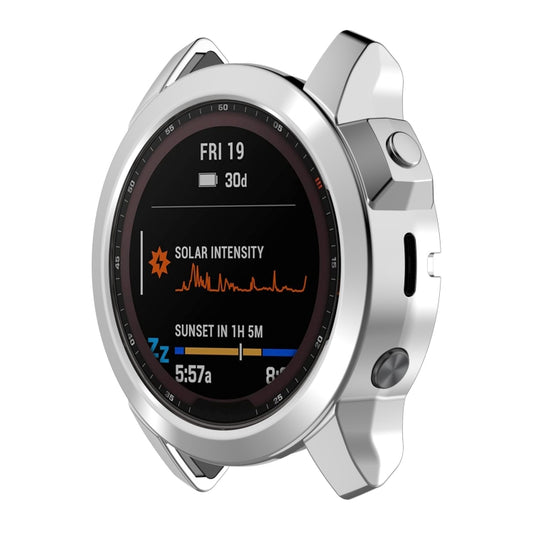 For Garmin Epix Pro 51mm Half Package Electroplated TPU Watch Protective Case(Sliver) - Watch Cases by PMC Jewellery | Online Shopping South Africa | PMC Jewellery