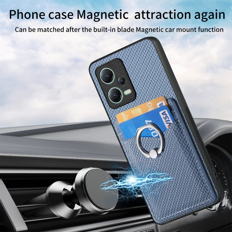 For Xiaomi 13 Lite Carbon Fiber Card Wallet Ring Holder Phone Case(Blue) - 13 Lite Cases by PMC Jewellery | Online Shopping South Africa | PMC Jewellery | Buy Now Pay Later Mobicred