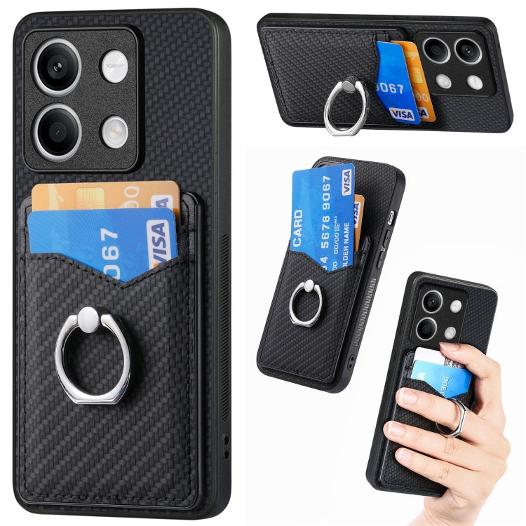 For Xiaomi Redmi Note 13 Carbon Fiber Card Wallet Ring Holder Phone Case(Black) - Note 13 Cases by PMC Jewellery | Online Shopping South Africa | PMC Jewellery | Buy Now Pay Later Mobicred