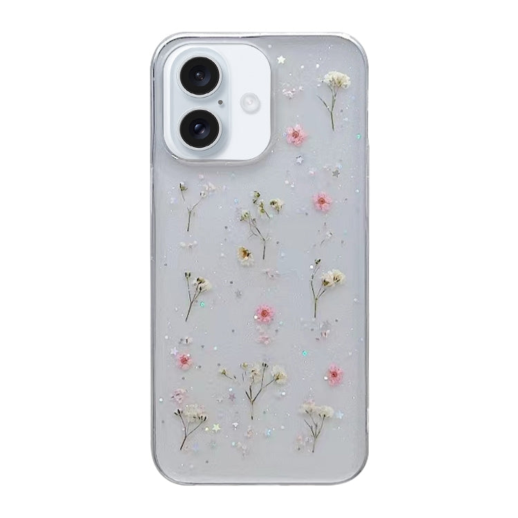 For iPhone 16 Gypsophila Flowers Pattern TPU Protective Phone Case(Pink) - iPhone 16 Cases by PMC Jewellery | Online Shopping South Africa | PMC Jewellery | Buy Now Pay Later Mobicred