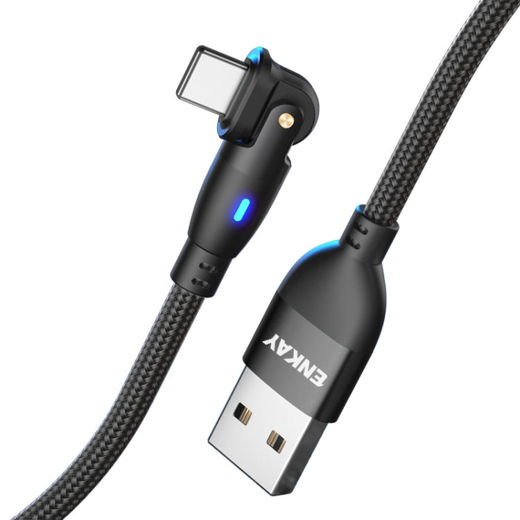 ENKAY 180 Degrees Rotating USB to 8 Pin Charging Data Cable with LED Light, Length:1m(Black) - Normal Style Cable by ENKAY | Online Shopping South Africa | PMC Jewellery | Buy Now Pay Later Mobicred