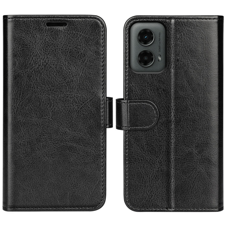 For Motorola Moto G 5G 2024 R64 Texture Horizontal Flip Leather Phone Case(Black) - Motorola Cases by PMC Jewellery | Online Shopping South Africa | PMC Jewellery | Buy Now Pay Later Mobicred