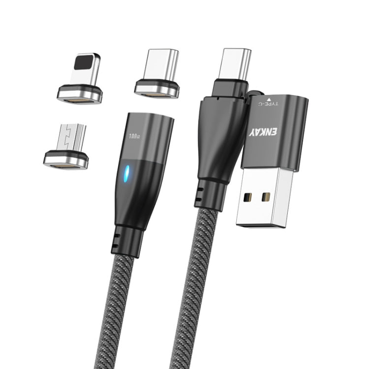 ENKAY 6-in-1 PD100W USB-A / Type-C to Type-C / 8 Pin / Micro USB Magnetic Fast Charging Cable, Cable Length:1m(Black) - Charging Cable & Head by ENKAY | Online Shopping South Africa | PMC Jewellery | Buy Now Pay Later Mobicred