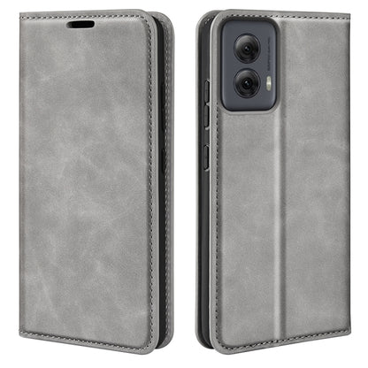 For Motorola Moto G Power 5G 2024 Retro-skin Magnetic Suction Leather Phone Case(Grey) - Motorola Cases by PMC Jewellery | Online Shopping South Africa | PMC Jewellery | Buy Now Pay Later Mobicred