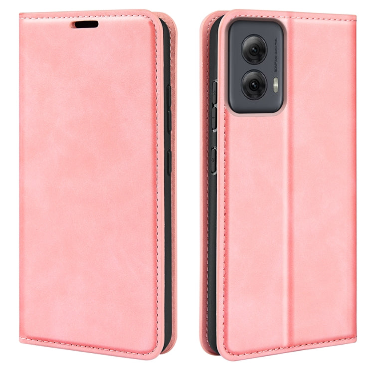 For Motorola Moto G Power 5G 2024 Retro-skin Magnetic Suction Leather Phone Case(Pink) - Motorola Cases by PMC Jewellery | Online Shopping South Africa | PMC Jewellery | Buy Now Pay Later Mobicred