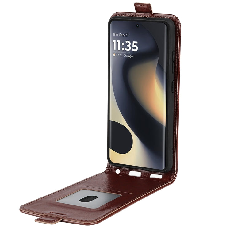 For Motorola Edge 5G 2024 R64 Texture Single Vertical Flip Leather Phone Case(Brown) - Motorola Cases by PMC Jewellery | Online Shopping South Africa | PMC Jewellery | Buy Now Pay Later Mobicred