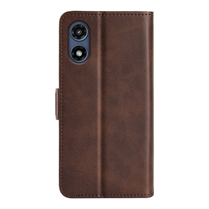 For Motorola Moto G Play 2024 Dual-side Magnetic Buckle Horizontal Flip Leather Phone Case(Brown) - Motorola Cases by PMC Jewellery | Online Shopping South Africa | PMC Jewellery | Buy Now Pay Later Mobicred