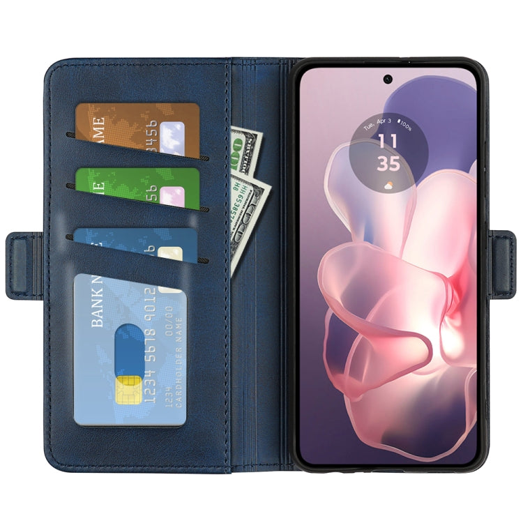 For Motorola Moto G Power 5G 2024 Dual-side Magnetic Buckle Horizontal Flip Leather Phone Case(Dark Blue) - Motorola Cases by PMC Jewellery | Online Shopping South Africa | PMC Jewellery | Buy Now Pay Later Mobicred