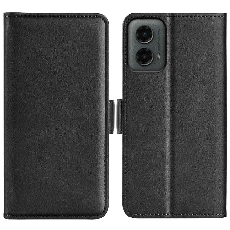 For Motorola Moto G 5G 2024 Dual-side Magnetic Buckle Horizontal Flip Leather Phone Case(Black) - Motorola Cases by PMC Jewellery | Online Shopping South Africa | PMC Jewellery | Buy Now Pay Later Mobicred