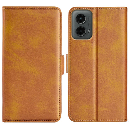 For Motorola Moto G 5G 2024 Dual-side Magnetic Buckle Horizontal Flip Leather Phone Case(Yellow) - Motorola Cases by PMC Jewellery | Online Shopping South Africa | PMC Jewellery | Buy Now Pay Later Mobicred