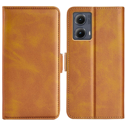 For Motorola Edge 5G 2024 Dual-side Magnetic Buckle Horizontal Flip Leather Phone Case(Yellow) - Motorola Cases by PMC Jewellery | Online Shopping South Africa | PMC Jewellery | Buy Now Pay Later Mobicred