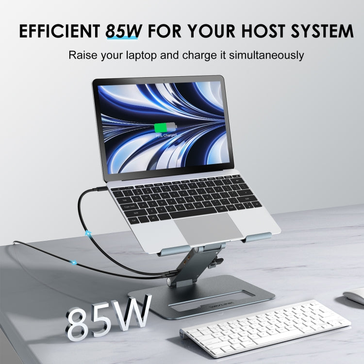 Wavlink UMD07 Adjustable Aluminum Ergonomic Portable Laptop Stand Type-C Docking Station - Laptop Stand by WAVLINK | Online Shopping South Africa | PMC Jewellery | Buy Now Pay Later Mobicred