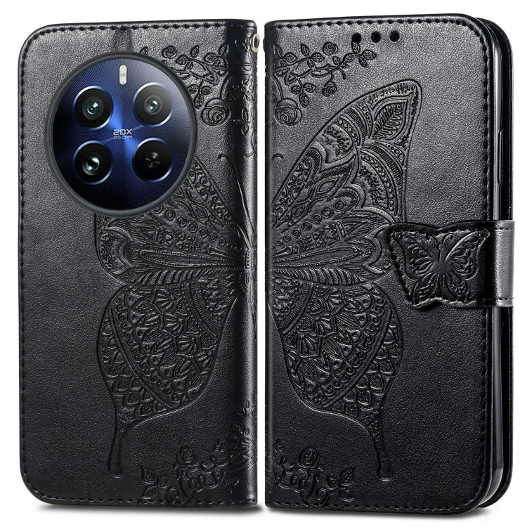 For Realme 12 Pro Butterfly Love Flower Embossed Leather Phone Case(Black) - Realme Cases by PMC Jewellery | Online Shopping South Africa | PMC Jewellery | Buy Now Pay Later Mobicred