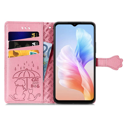 For DOOGEE X98 Pro / X98 Cat and Dog Embossed Leather Phone Case(Pink) - Doogee Cases by PMC Jewellery | Online Shopping South Africa | PMC Jewellery | Buy Now Pay Later Mobicred