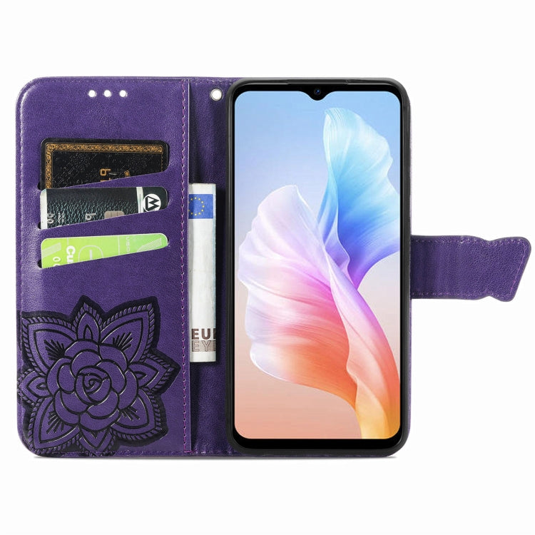 For DOOGEE X98 Pro / X98 Butterfly Love Flower Embossed Leather Phone Case(Dark Purple) - Doogee Cases by PMC Jewellery | Online Shopping South Africa | PMC Jewellery | Buy Now Pay Later Mobicred