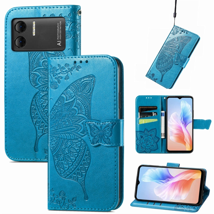 For DOOGEE X98 Pro / X98 Butterfly Love Flower Embossed Leather Phone Case(Blue) - Doogee Cases by PMC Jewellery | Online Shopping South Africa | PMC Jewellery | Buy Now Pay Later Mobicred