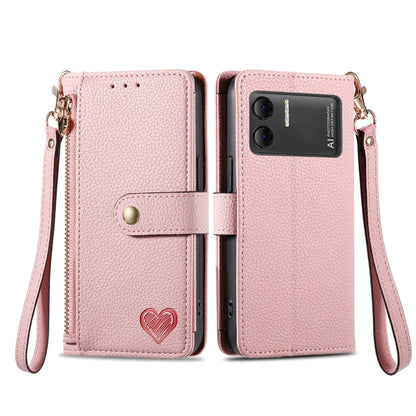 For DOOGEE X98 Pro / X98 Love Zipper Lanyard Leather Phone Case(Pink) - Doogee Cases by PMC Jewellery | Online Shopping South Africa | PMC Jewellery | Buy Now Pay Later Mobicred