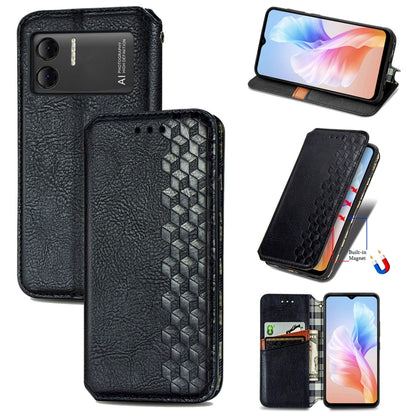 For DOOGEE X98 Pro / X98 Cubic Grid Pressed Magnetic Leather Phone Case(Black) - Doogee Cases by PMC Jewellery | Online Shopping South Africa | PMC Jewellery | Buy Now Pay Later Mobicred