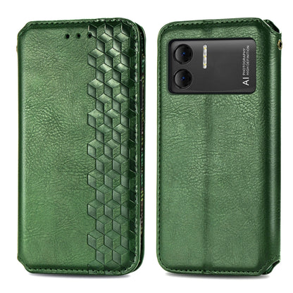 For DOOGEE X98 Pro / X98 Cubic Grid Pressed Magnetic Leather Phone Case(Green) - Doogee Cases by PMC Jewellery | Online Shopping South Africa | PMC Jewellery | Buy Now Pay Later Mobicred