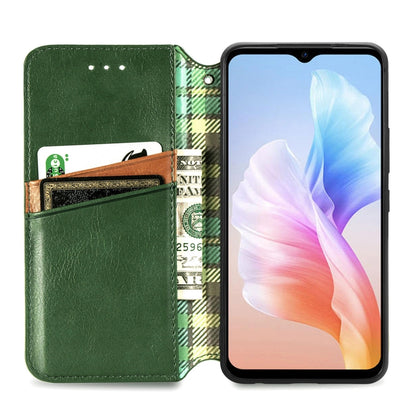 For DOOGEE X98 Pro / X98 Cubic Grid Pressed Magnetic Leather Phone Case(Green) - Doogee Cases by PMC Jewellery | Online Shopping South Africa | PMC Jewellery | Buy Now Pay Later Mobicred