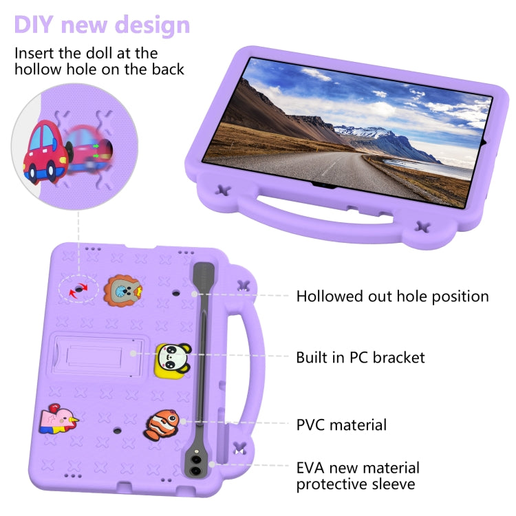 For Samsung Galaxy Tab S9 FE+ 12.4 X610N Handle Kickstand Children EVA Shockproof Tablet Case(Light Purple) - Galaxy Tab S9 FE+ by PMC Jewellery | Online Shopping South Africa | PMC Jewellery