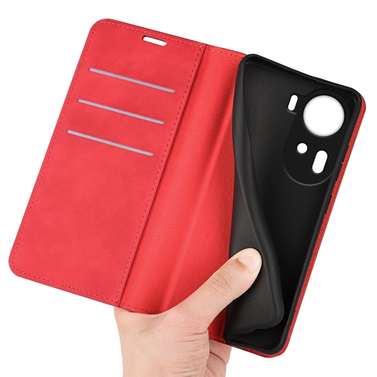 For OPPO Reno11 5G Global Retro-skin Magnetic Suction Leather Phone Case(Red) - Reno11 Cases by PMC Jewellery | Online Shopping South Africa | PMC Jewellery | Buy Now Pay Later Mobicred