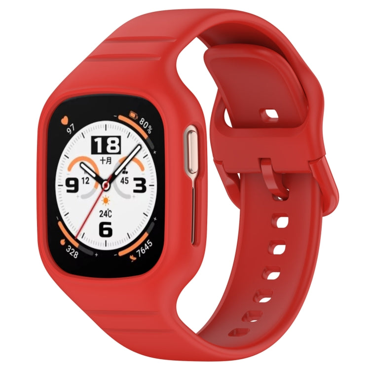 For Honor Watch 4 Integrated Fully Enclosed Silicone Watch Band(Red) - Watch Bands by PMC Jewellery | Online Shopping South Africa | PMC Jewellery