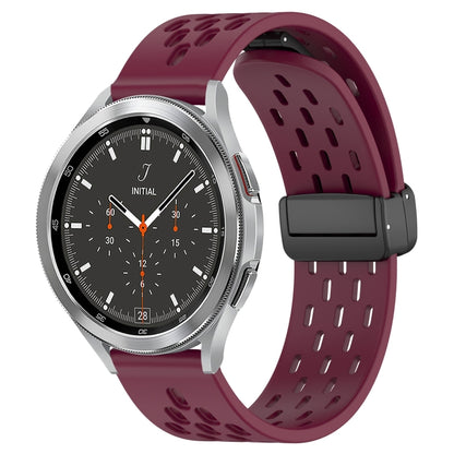 For Samsung  Galaxy Watch 4 Classic 46mm 20mm Folding Magnetic Clasp Silicone Watch Band(Wine Red) - Watch Bands by PMC Jewellery | Online Shopping South Africa | PMC Jewellery