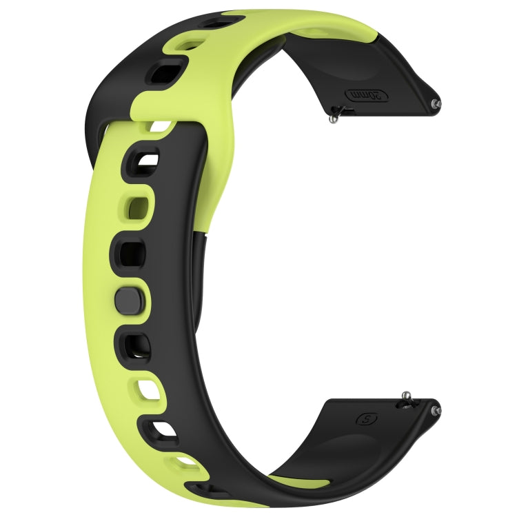 For Garmin Forerunner 265 22mm Double Color Silicone Watch Band(Black+Green) - Watch Bands by PMC Jewellery | Online Shopping South Africa | PMC Jewellery | Buy Now Pay Later Mobicred