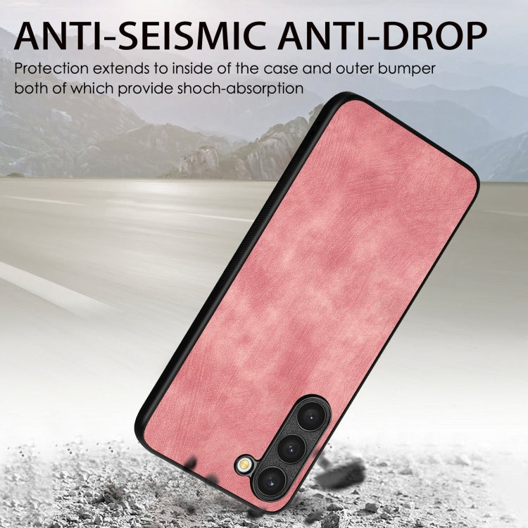 For Samsung Galaxy S25 5G Vintage Leather PC Back Cover Phone Case(Pink) - Galaxy S25 5G Cases by PMC Jewellery | Online Shopping South Africa | PMC Jewellery | Buy Now Pay Later Mobicred