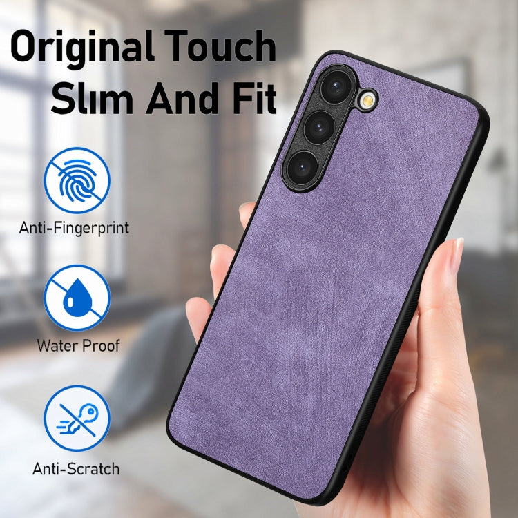 For Samsung Galaxy S25 5G Vintage Leather PC Back Cover Phone Case(Purple) - Galaxy S25 5G Cases by PMC Jewellery | Online Shopping South Africa | PMC Jewellery | Buy Now Pay Later Mobicred