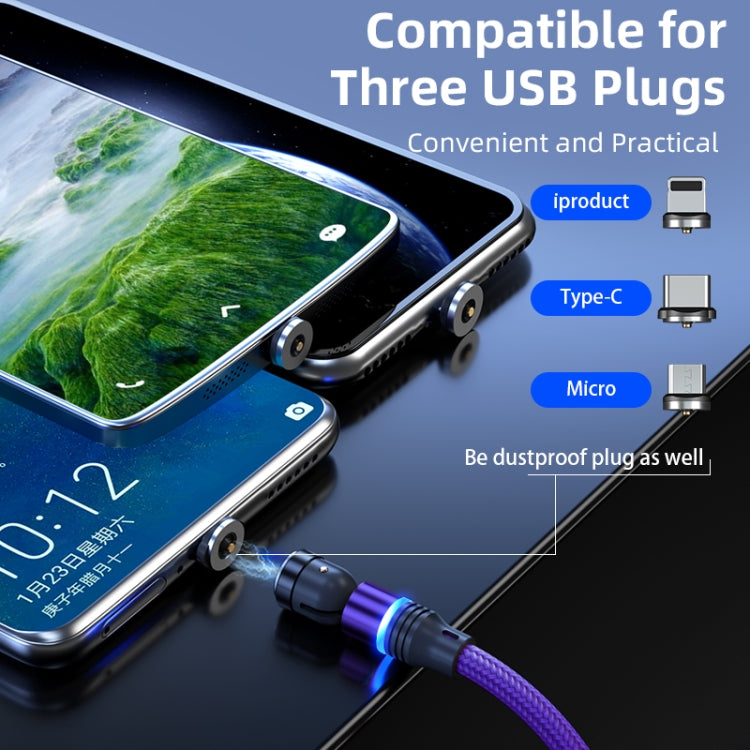 ENKAY 3 in 1 2.4A USB to Type-C / 8 Pin / Micro USB Magnetic 540 Degrees Rotating Charging Cable, Length:2m(Black) - Charging Cable & Head by ENKAY | Online Shopping South Africa | PMC Jewellery | Buy Now Pay Later Mobicred