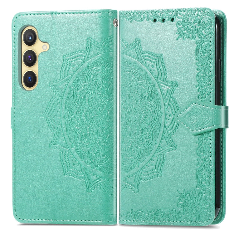 For Samsung Galaxy S25+ 5G Mandala Flower Embossed Leather Phone Case(Green) - Galaxy S25+ 5G Cases by PMC Jewellery | Online Shopping South Africa | PMC Jewellery | Buy Now Pay Later Mobicred