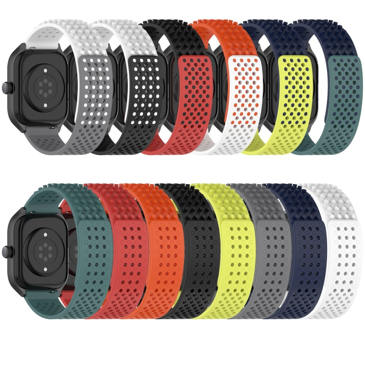 For Garmin Approach S40 20mm Holes Breathable 3D Dots Silicone Watch Band(Midnight Blue+Lime Green) - Watch Bands by PMC Jewellery | Online Shopping South Africa | PMC Jewellery