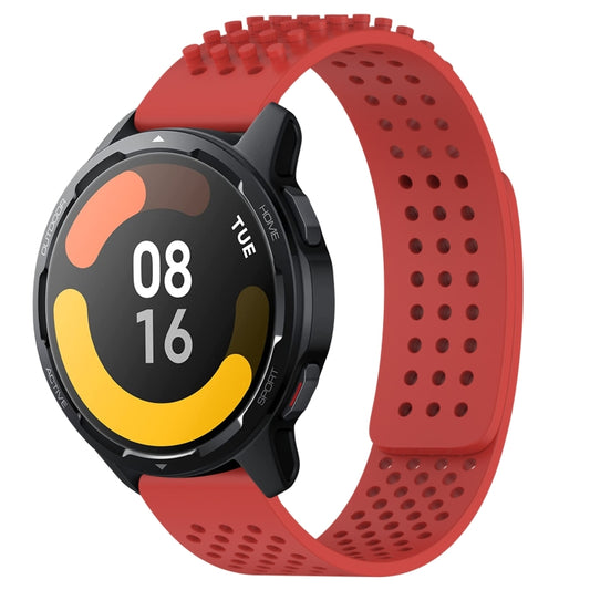 For Xiaomi Watch S1 Active 22mm Holes Breathable 3D Dots Silicone Watch Band(Red) - Watch Bands by PMC Jewellery | Online Shopping South Africa | PMC Jewellery