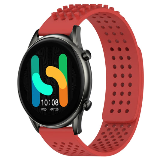 For Xiaomi Haylou RT2 LS10 22mm Holes Breathable 3D Dots Silicone Watch Band(Red) - Watch Bands by PMC Jewellery | Online Shopping South Africa | PMC Jewellery