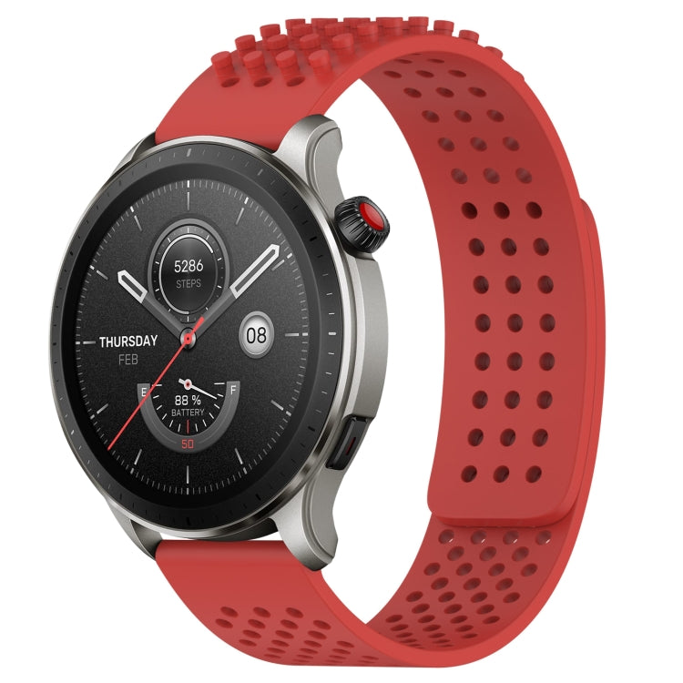 For Amazfit GTR 4 22mm Holes Breathable 3D Dots Silicone Watch Band(Red) - Watch Bands by PMC Jewellery | Online Shopping South Africa | PMC Jewellery