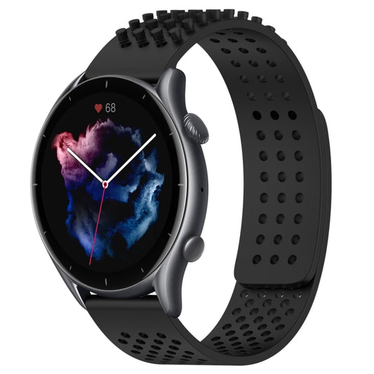 For Amazfit GTR 3 Pro 22mm Holes Breathable 3D Dots Silicone Watch Band(Black) - Watch Bands by PMC Jewellery | Online Shopping South Africa | PMC Jewellery