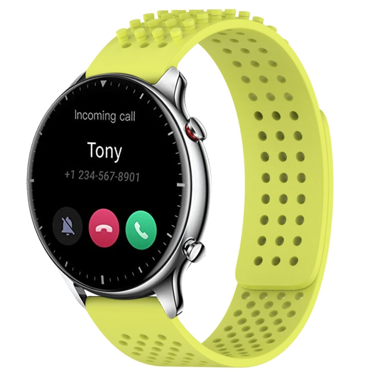 For Amazfit GTR 2 22mm Holes Breathable 3D Dots Silicone Watch Band(Lime Green) - Watch Bands by PMC Jewellery | Online Shopping South Africa | PMC Jewellery