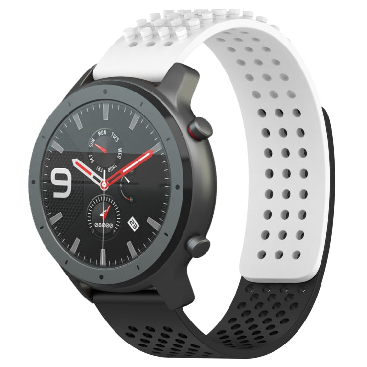 For Amazfit GTR 47mm 22mm Holes Breathable 3D Dots Silicone Watch Band(White+Black) - Watch Bands by PMC Jewellery | Online Shopping South Africa | PMC Jewellery